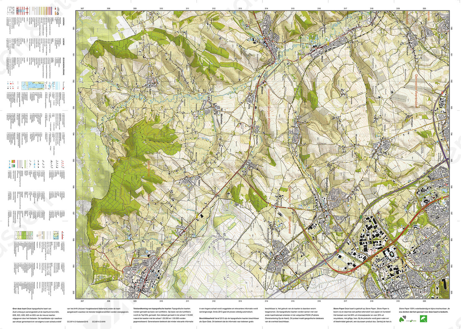 Topografische kaart Zuid Limburg - Het Geuldal