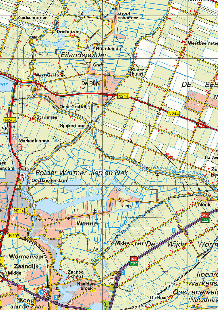 Kaart Noord-Holland schaal 1:100.000