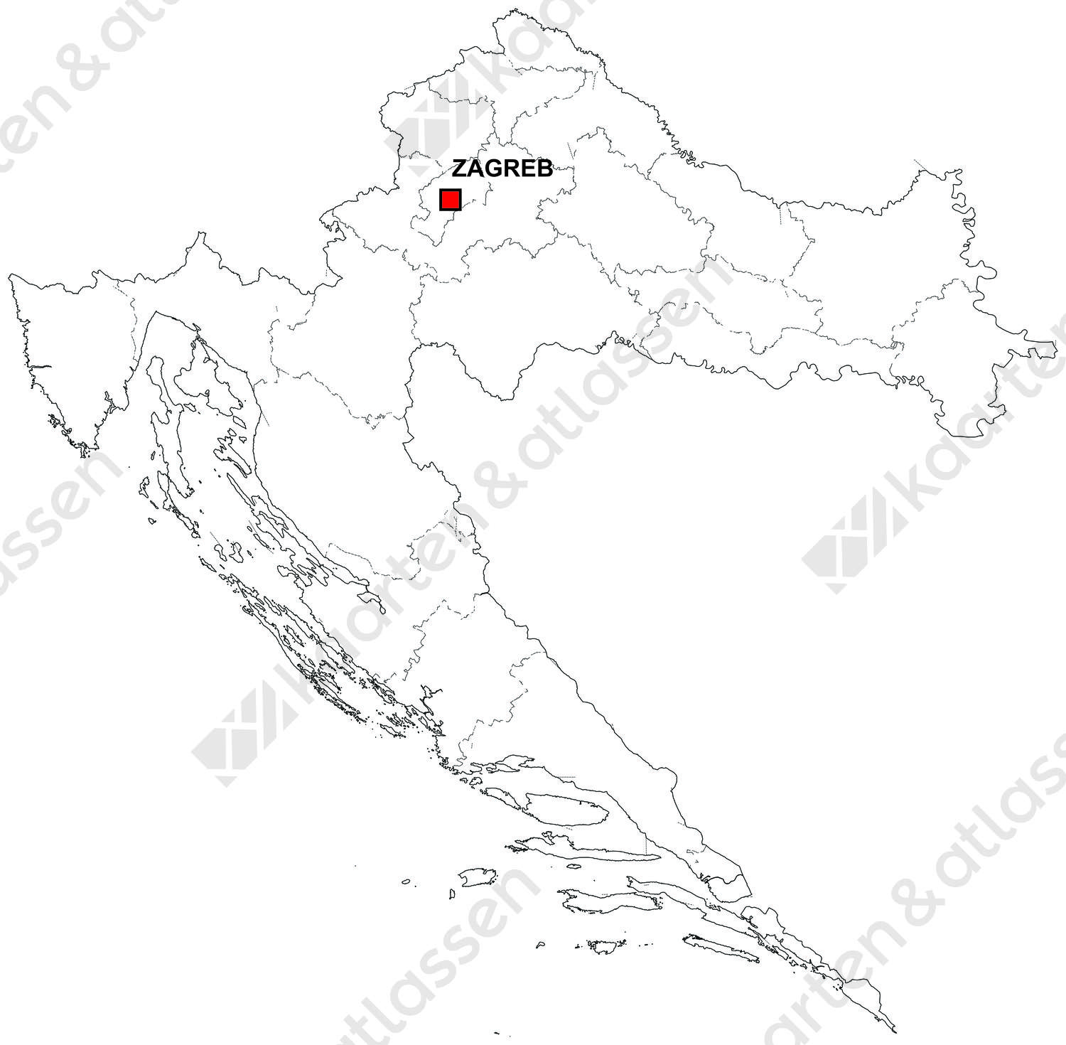 Gratis digitale kaart Kroatië Gratis digitale kaart Kroatië