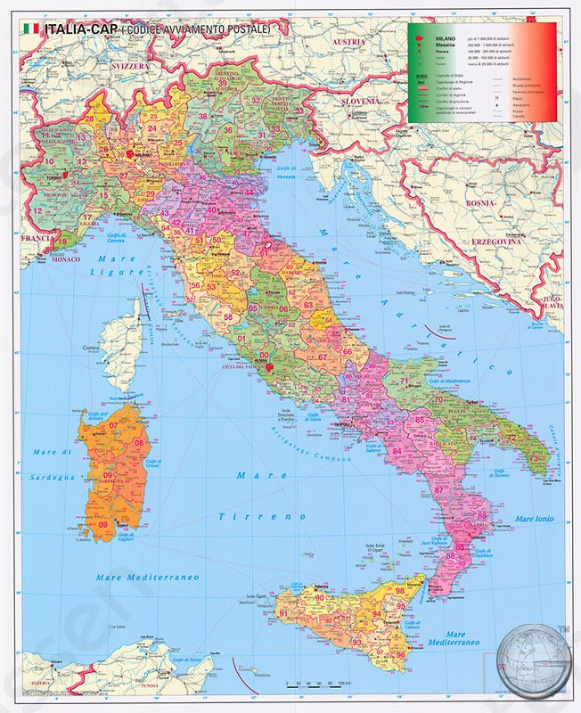 Postcodekaart Italie Postcodekaart Italie