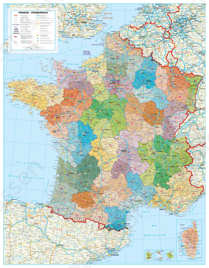 Postcodekaart Frankrijk