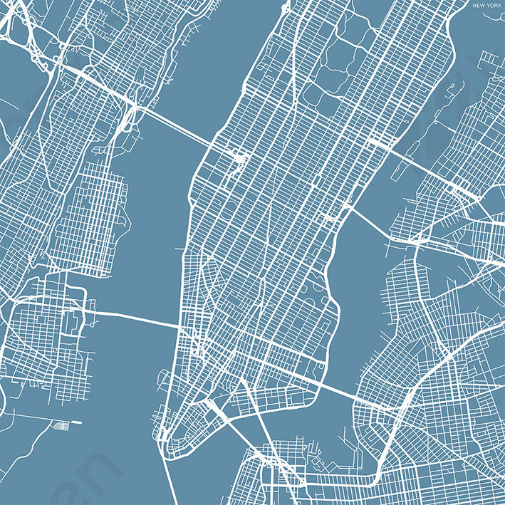 streets of New York, stratenplan New York, plattegrond New York