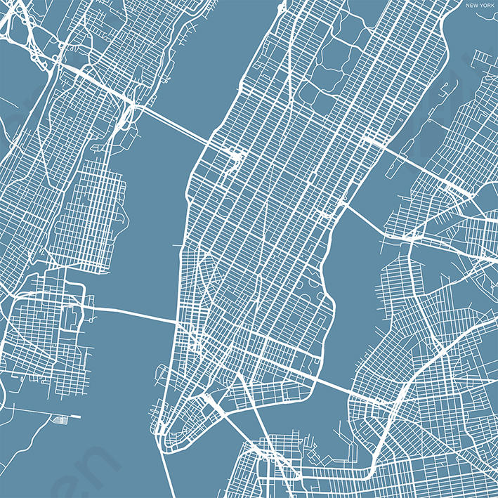 Streets of New York streets of New York, stratenplan New York, plattegrond New York