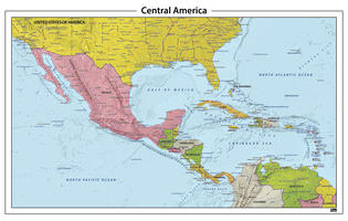 Centraal Amerika reliëf kaart