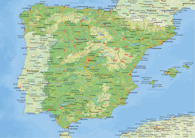 Natuurkundige landkaart Spanje 