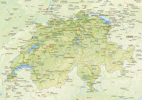 Natuurkundige landkaart Zwitserland