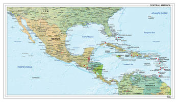 Digitale Midden-Amerika staatkundig met reliëf 1312