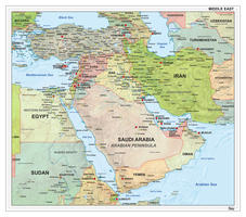 Digitale Midden Oosten staatkundig met reliëf 1315