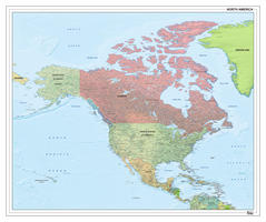 Digitale Noord-Amerika staatkundig met reliëf 1291