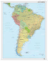 Digitale Zuid-Amerika staatkundig met reliëf 1292