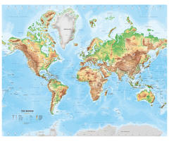 natuurkundige wereldkaart met veel details