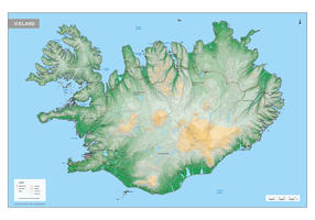Digitale IJsland Kaart Natuurkundig