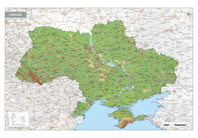 Digitale Kaart Oekraïne / Ukraine Natuurkundig