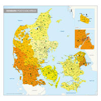 1-, 2- en 4-cijferige Postcodekaart Denemarken