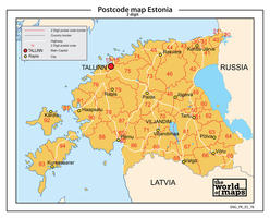 Estland 2-cijferige postcodekaart 78