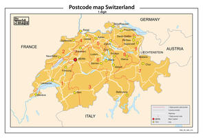 Digitale postcodekaart Zwitserland 1-cijferig 210