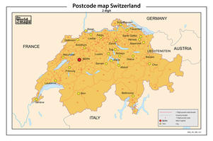 Zwitserland 2-cijferige postcodekaart 527