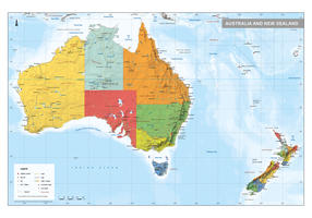 Australië en Nieuw-Zeeland kaart Staatkundig
