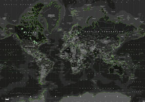 Digitale Wereldkaart Toxic Green