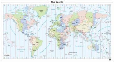 Digitale wereldkaart tijdzones