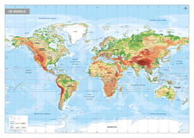 Natuurkundige wereldkaart met zeestromingen