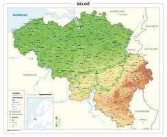 België kaart Natuurkundig