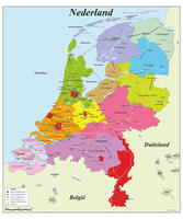 Schoolkaart van Nederland met frisse kleuren