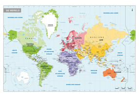 Schoolkaart wereld gedetailleerd