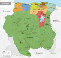 Staatkundige kaart Suriname