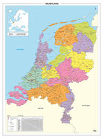 Kaart van Nederland met legenda en afstandstabel