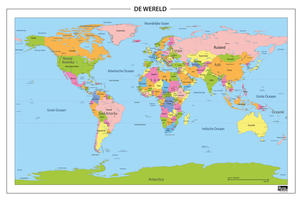 Staatkundige wereldkaart met frisse kleuren