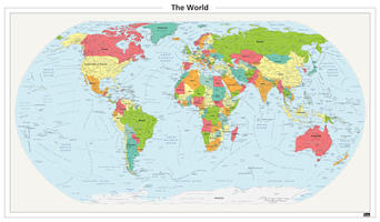 Staatkundige wereldkaart met afgeronde hoeken