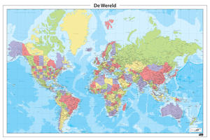 Staatkundige wereldkaart in heldere tinten