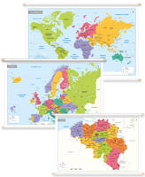 3 Schoolkaarten België/Europa/Wereld