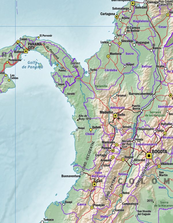 Natuurkundige kaart Colombia, Ecuador en Peru 1706 - Afbeelding 2