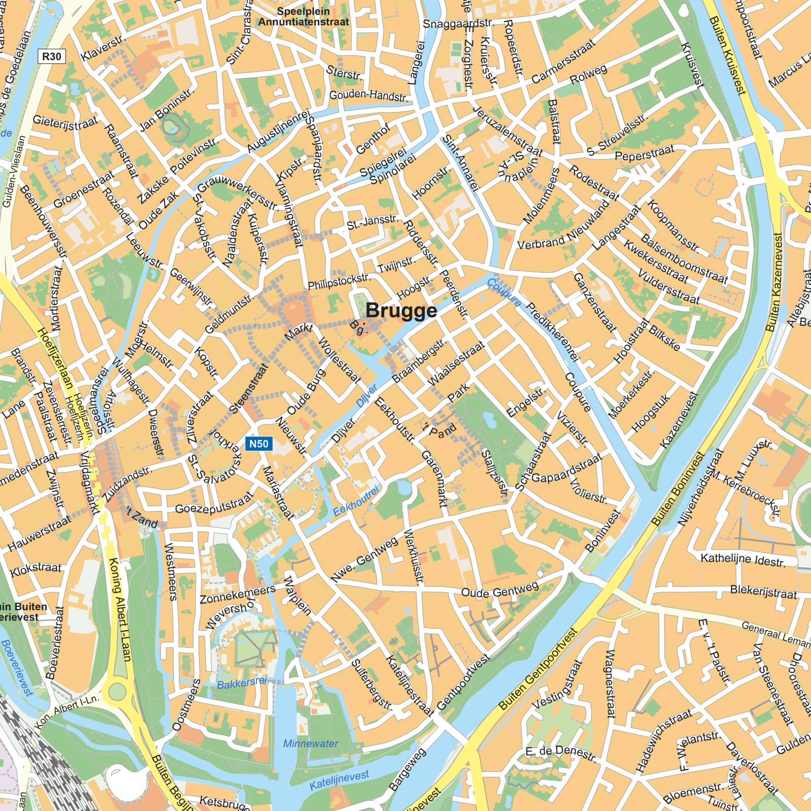 Kaart Brugge detail