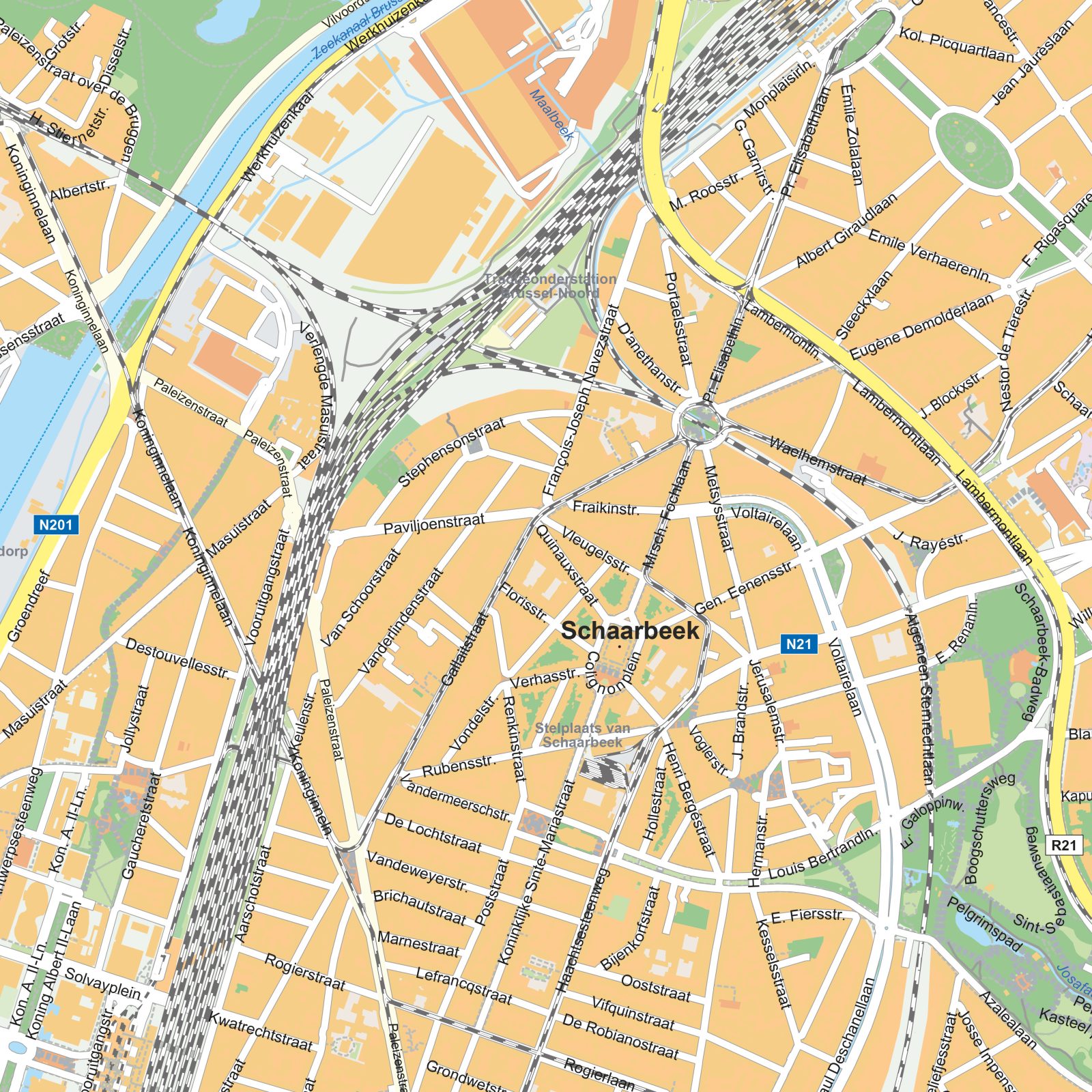 Kaart Brussel detail