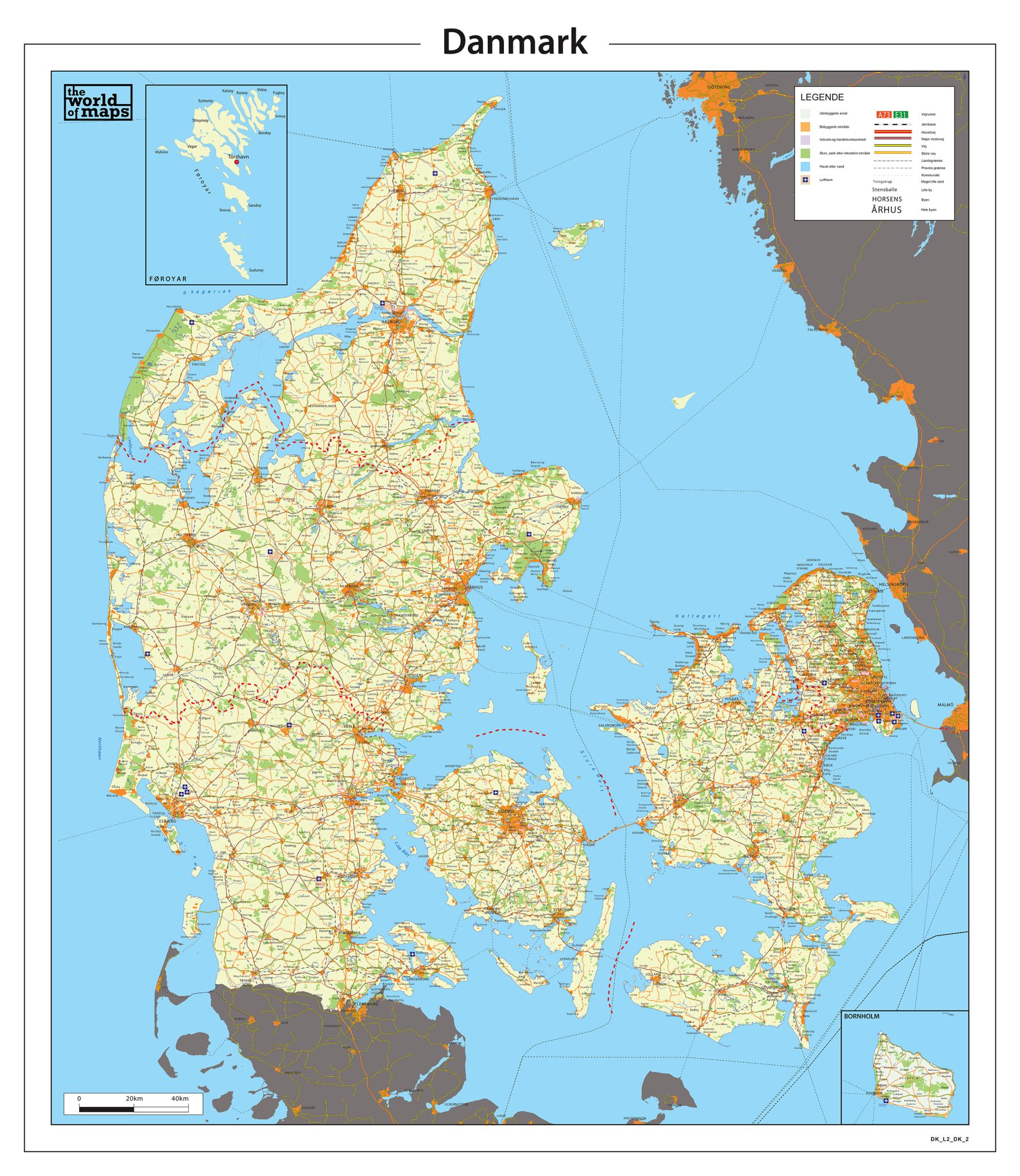 Gedetailleerde kaart Denemarken 2