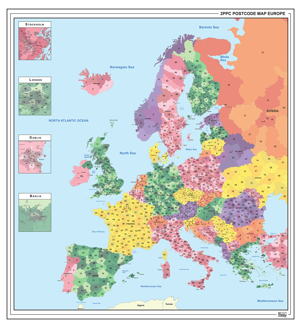 Postcodekaart Europa 1382