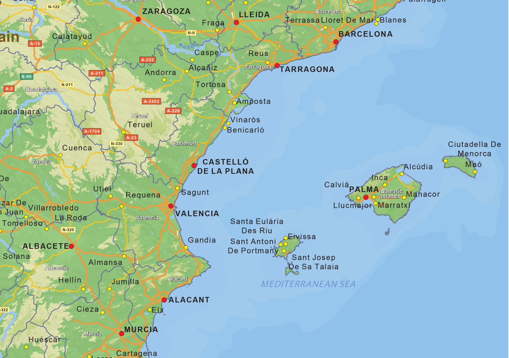 Natuurkundige landkaart Spanje 1465 - Afbeelding 2