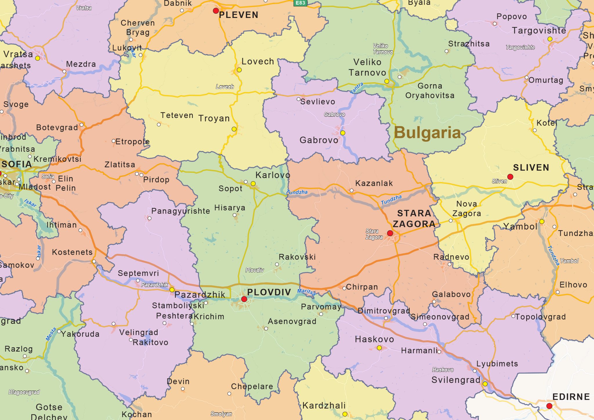 Staatkundige landkaart Bulgarije 1428 - Afbeelding 2