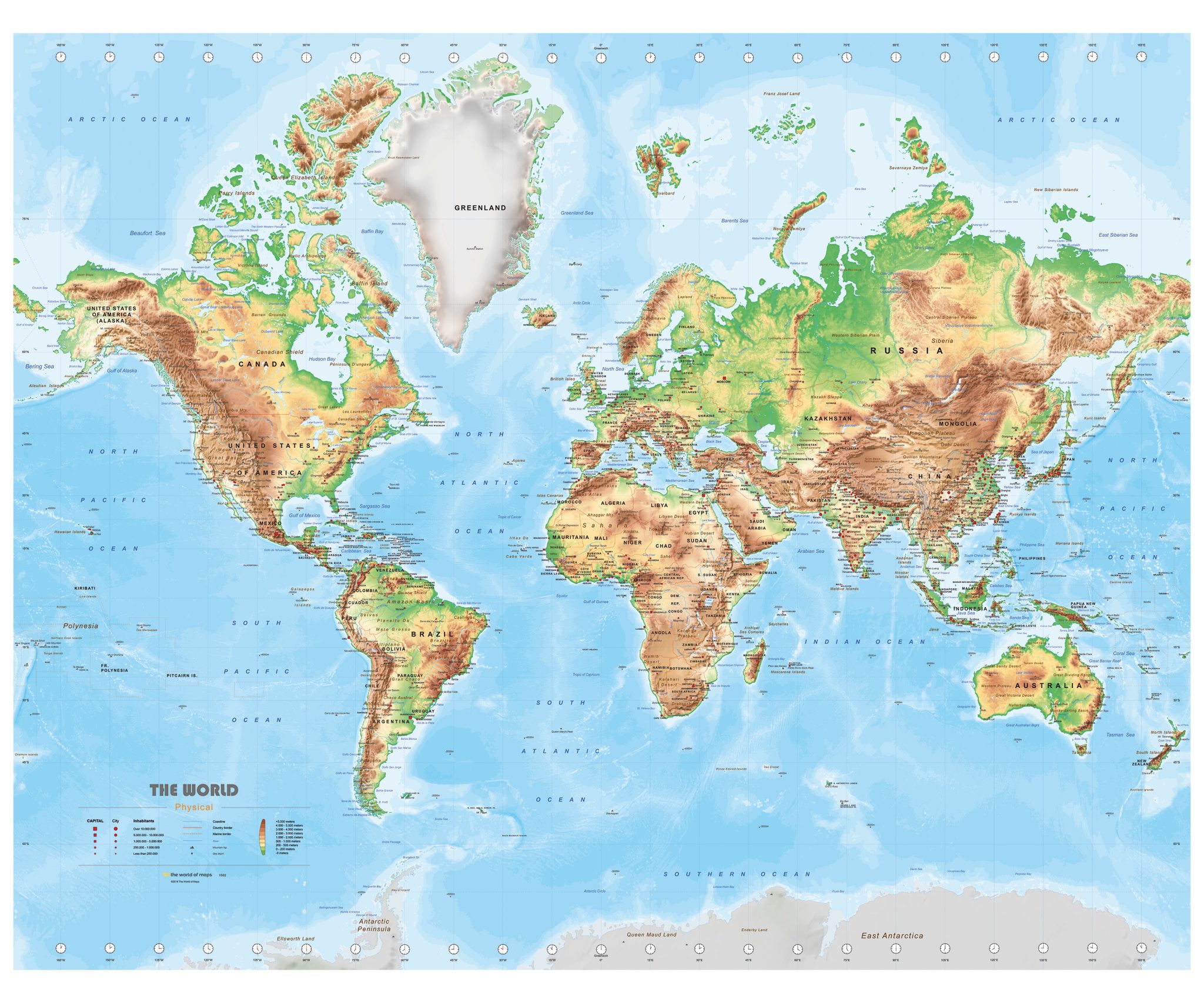 Wereldkaart Natuurkundig Medium
