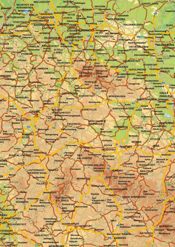 Duitsland Kaart Natuurkundig 1565 - Afbeelding 2