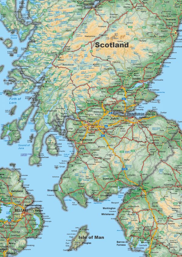 Verenigd Koninkrijk en Ierland Kaart Natuurkundig 1577 - Afbeelding 2