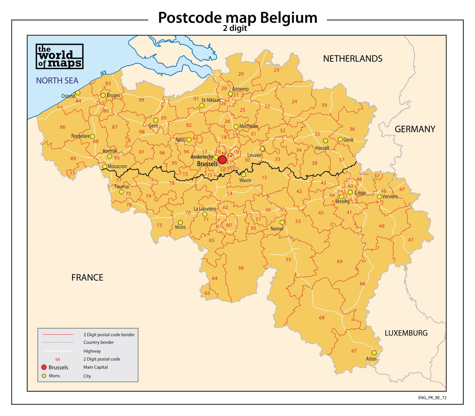 Postcodekaarten België - Kaarten en Atlassen.nl