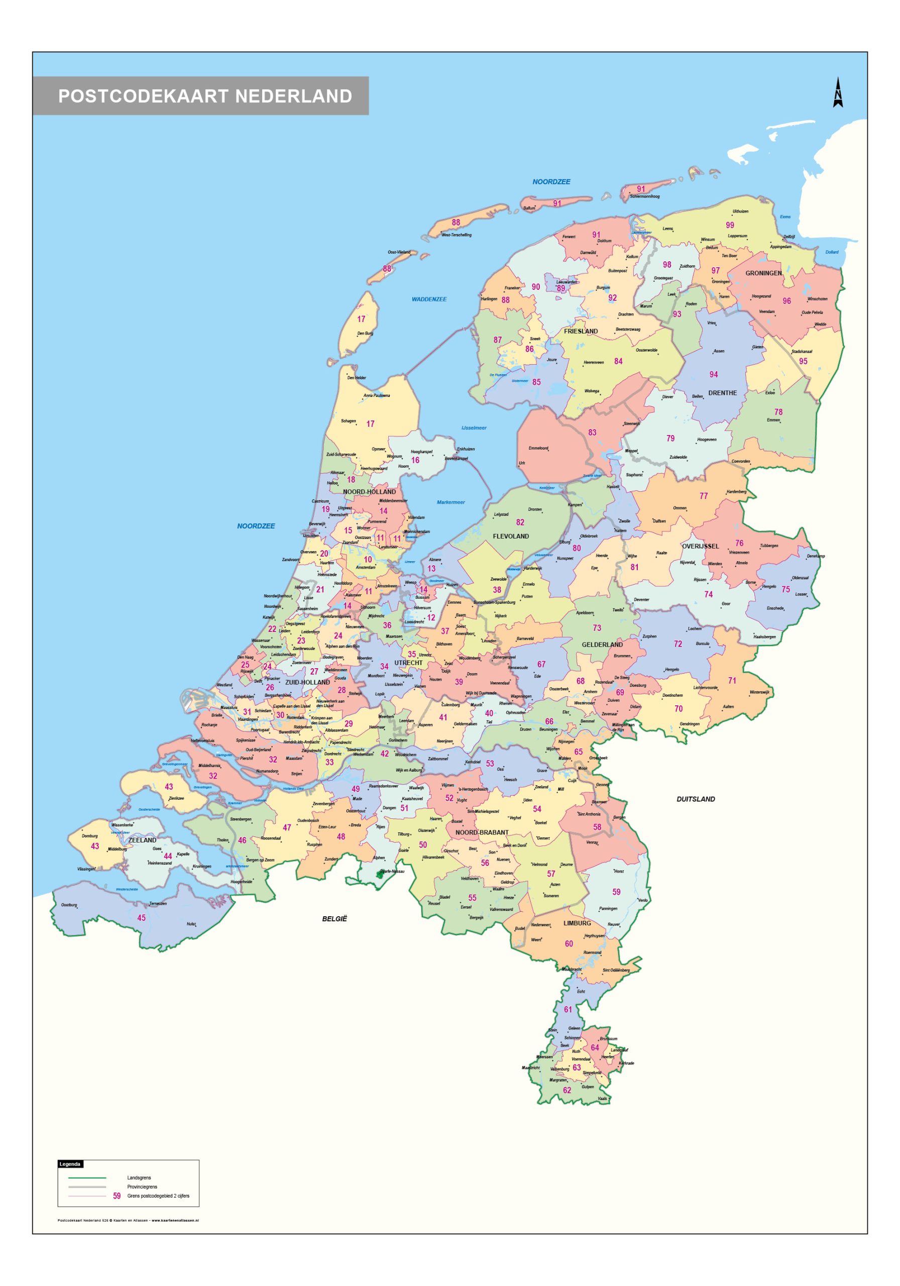 Postcodekaarten Nederland Kaarten En Atlassen nl