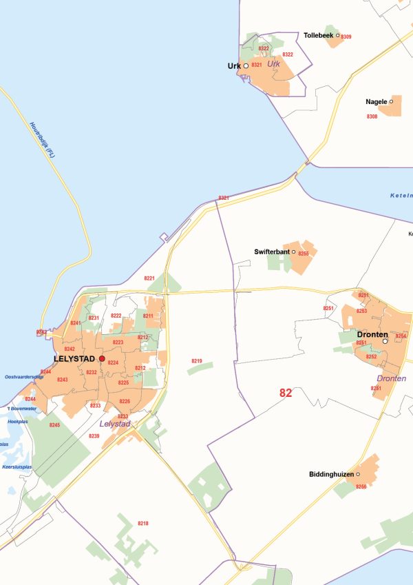 Postcode-/Gemeentekaart Flevoland 251 - Afbeelding 2