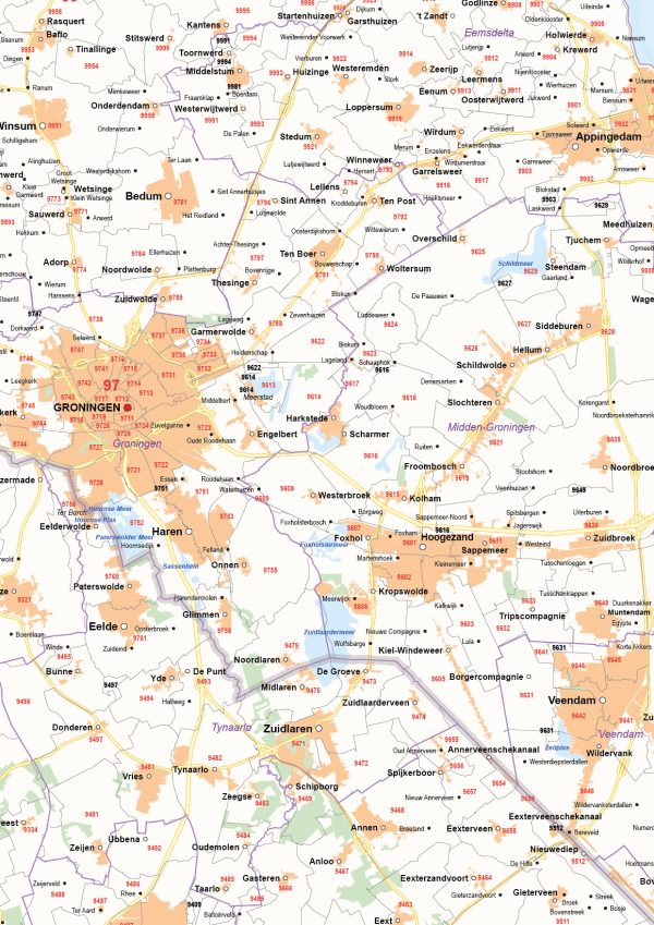 Postcode-/Gemeentekaart Groningen 247 - Afbeelding 2