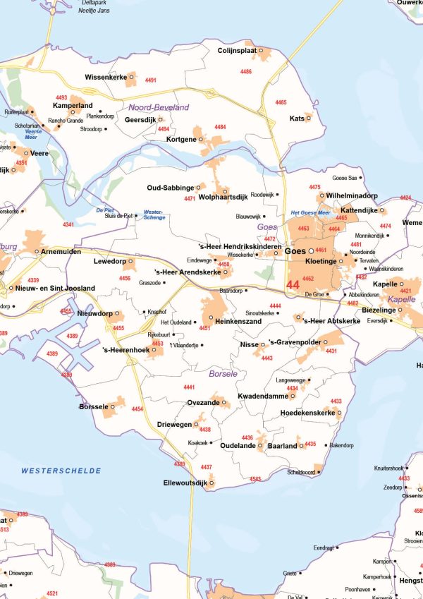 Postcode-/Gemeentekaart Zeeland 246 - Afbeelding 2