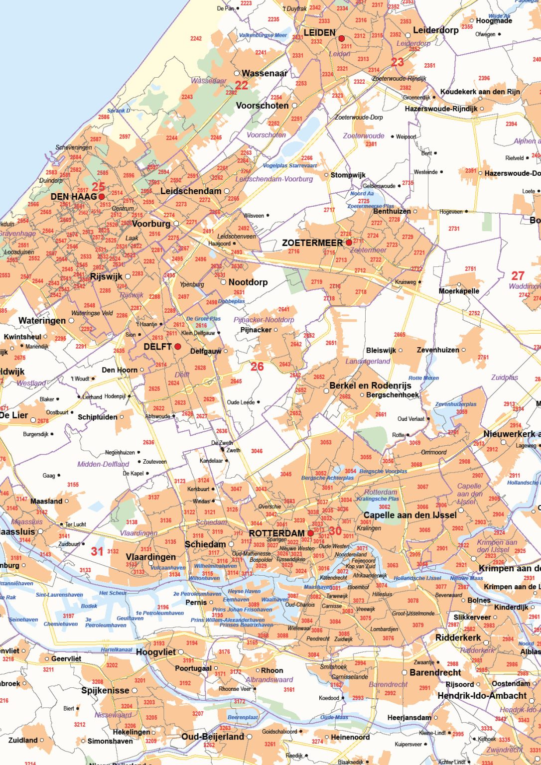 Postcode-/Gemeentekaart Zuid-Holland 243 - Kaarten en Atlassen.nl
